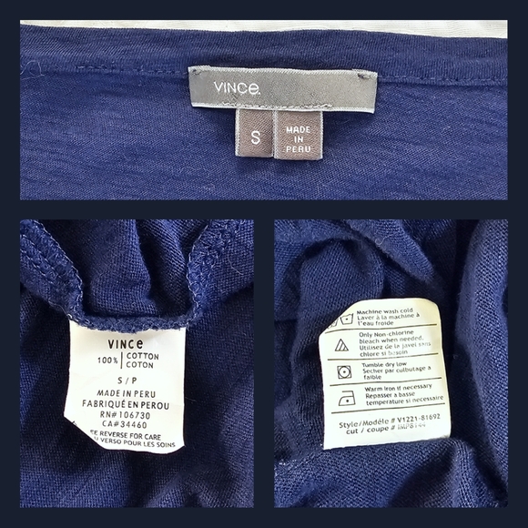 Vince - Dolman Sleeve Navy Blue Cowl-Neck Top - Picture 3 of 4